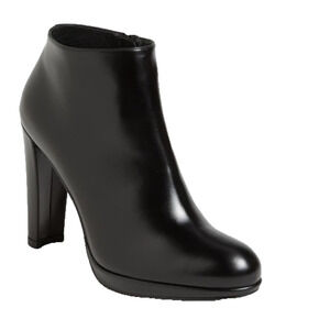 STUART WEITZMAN Gran Bootie Ankle Boot Black Leather Block Heel Platform 8.5
